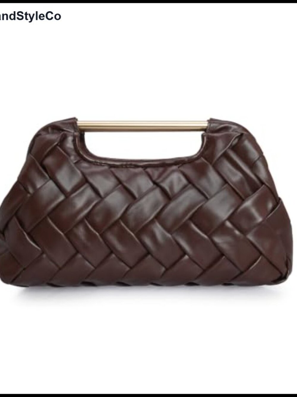 Woven PU Leather Clutch Evening Bag with Chain Strap for Wedding Prom Party